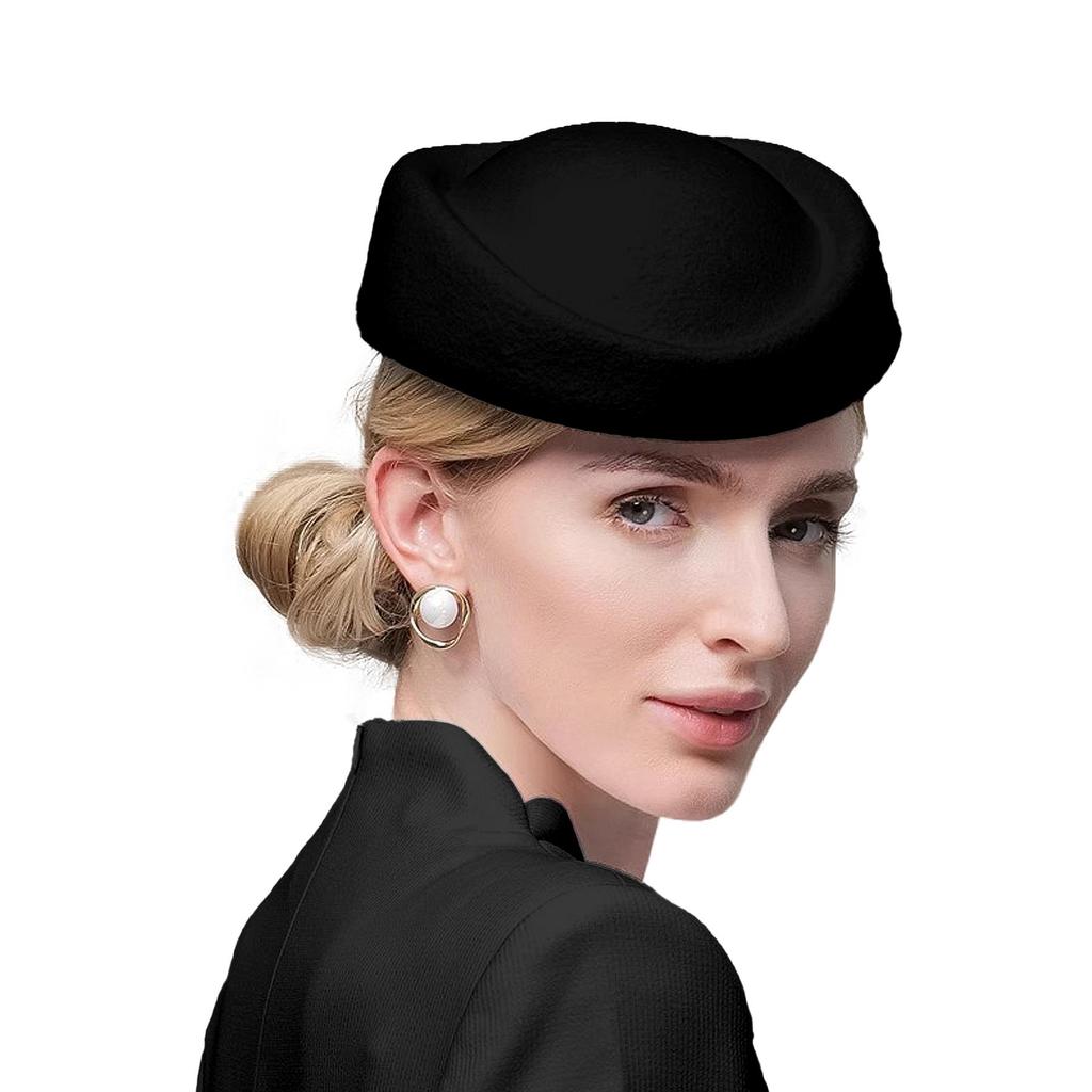 Damskie fascynatory kapelusze vintage lata 60. wełniana czapka stewardesy kapelusz typu pillbox łezka koktajlowy fascynator baza klips do włosów