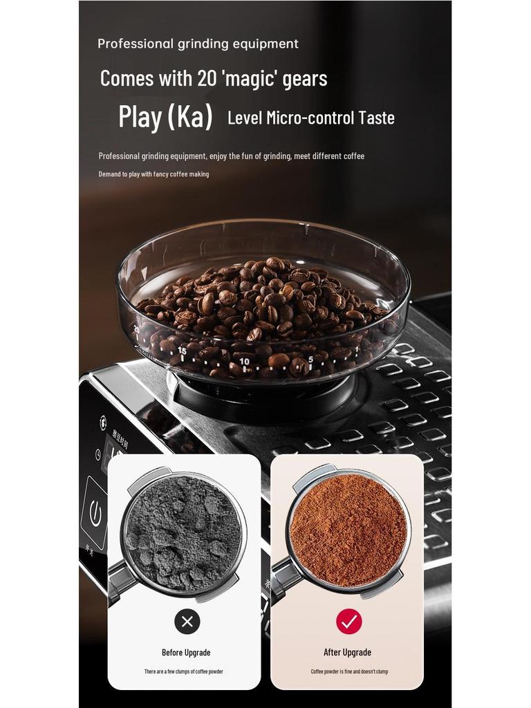 American Fully Automatic Touchscreen Coffee Machine with Built-in Grinder and Steam Milk Frother for Home and Office