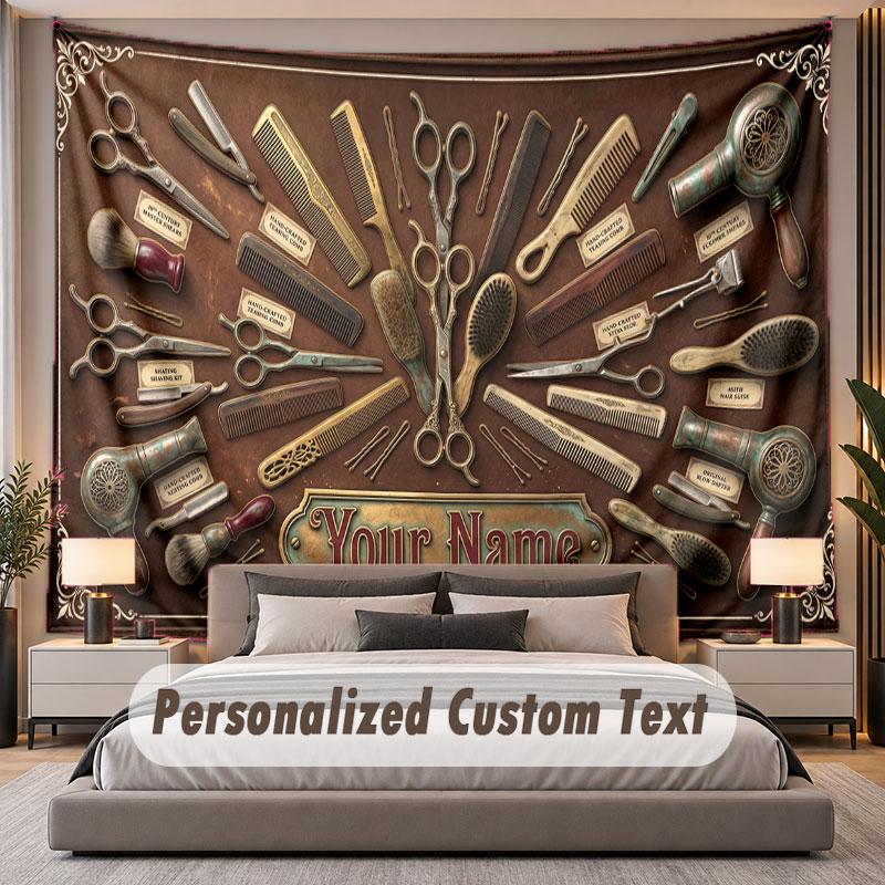 Salon de bărbierit (171) Temă Tapiserie Personalizată Nume Personalizat Text Tapiserie de Agățat pe Perete Decorațiune Fundal Casă