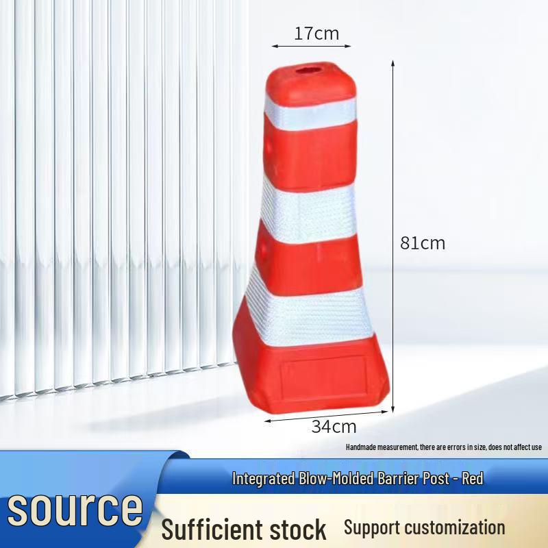 Reflective Traffic Barrier Post: Blue, White, Red Warning Pole with Anti-Collision Water Barrel for Highway Guardrail and Fence.