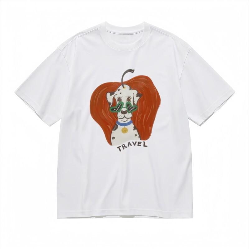 

Women s Trendy Slight Stretch Classic T-Shirt Travel Motif Cartoon Dog Tee L