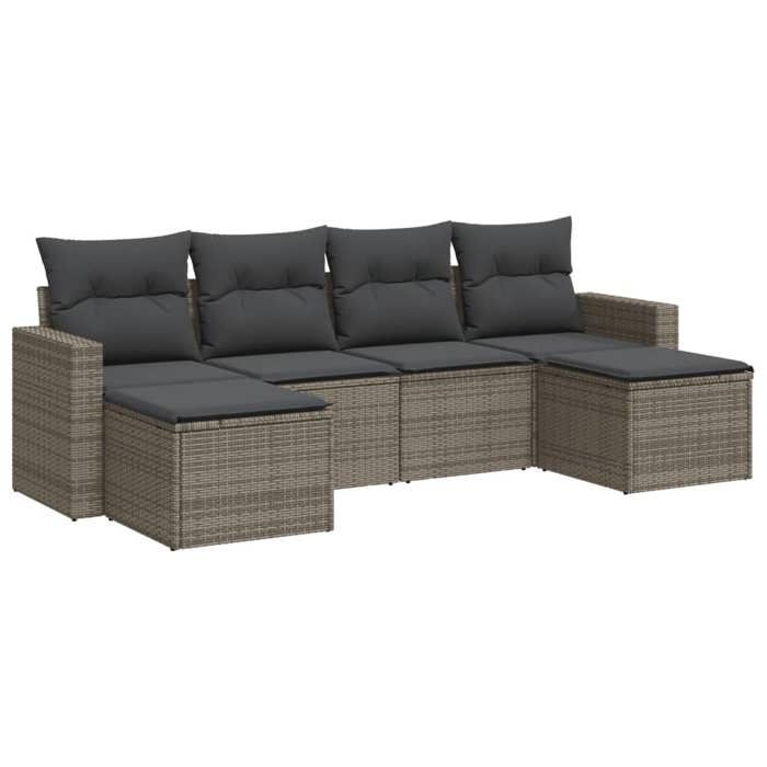 VidaXL Garden Lounge Set 6 Pcs with Grey Cushions Wicker 3251657