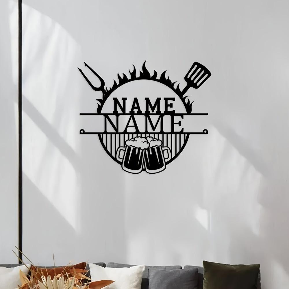 Retro BBQ Beer Metal Sign, Man Cave Wall Decor for Bar Garage