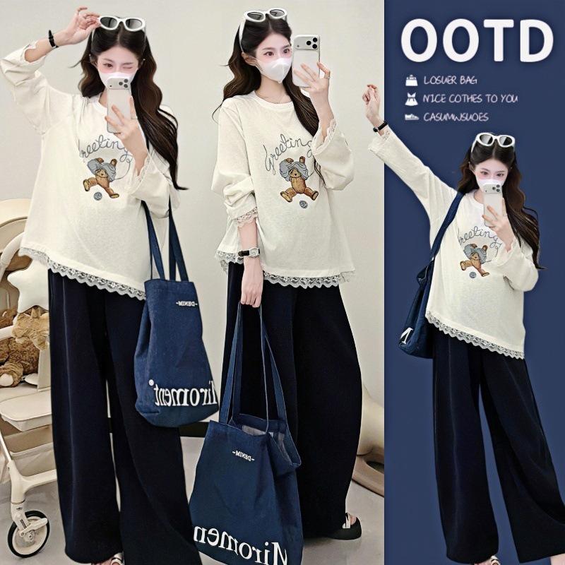 

2026 Spring Korean Style Loose Maternity T-Shirt - Plus Size & Hoodie Option 2XL білий