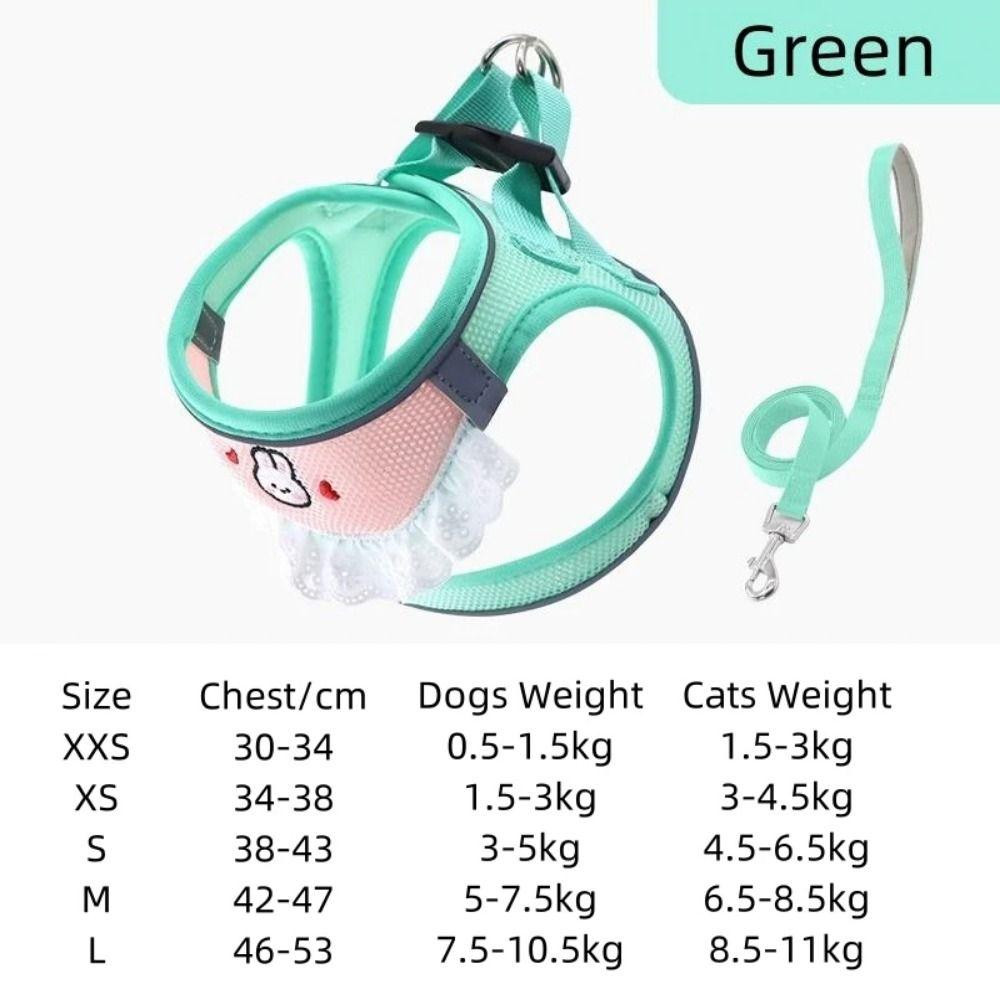 Escape Proof Dogs Collar Vest Breathable Pet Harness Leash Cute Pet Harness and Leash Set  Outdoor