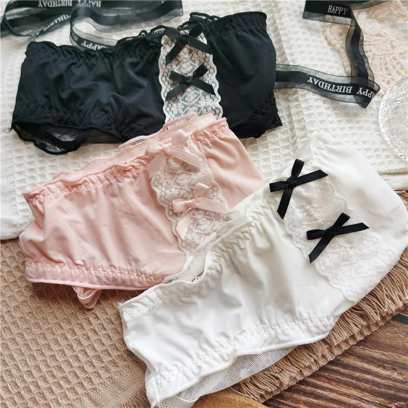 Women Panties Cute Ice Silk Briefs Lace Edge Sexy Low-rise Women's Underwear