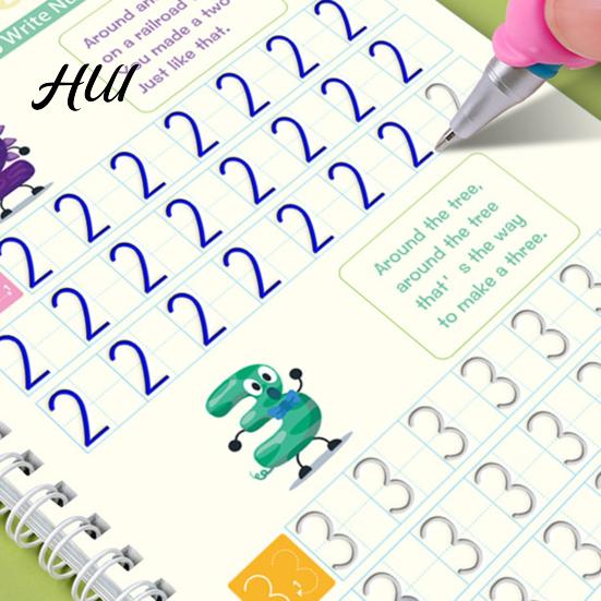 Arbeitsheft-Set zum Aufbau grundlegender Fähigkeiten bei Kindern Rillenschrift-Schreibheft Kinder Mathe Zeichen-Übungsbuch Handschrift Kinder- Und Malset Zahl