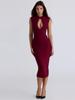 Europese & Amerikaanse Dames 2026 Herfst/Winter Sexy Midi Bodycon Jurk met Rits aan de Achterkant