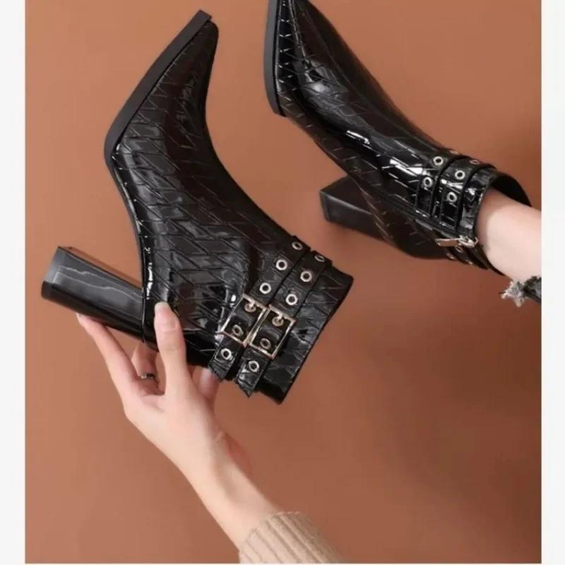 Women's Fashion Boots 2024 Spring/Autumn/Winter New Korean Fashion Pointed High Heel Thick Heel Short Boots
