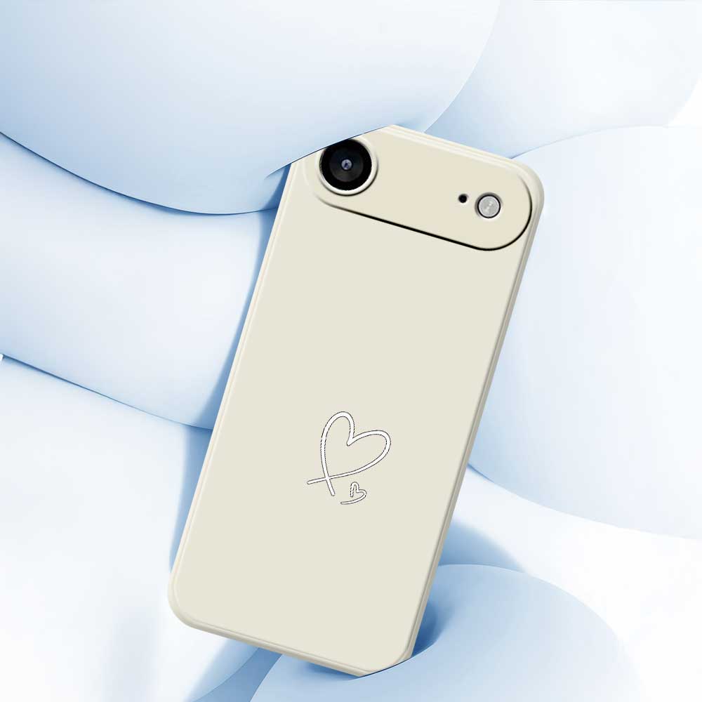 For iPhone 17 Air Case White Love Pattern Printing Straight Edge TPU Phone Back Cover