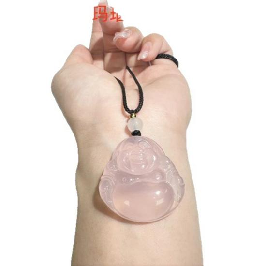 Agate Chalcedony Smiling Buddha Maitreya Pendant – Large Jewelry Gift