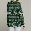 Women's Fashion Long Sleeve Christmas Print V-Neck Button Loose Cardigan Top