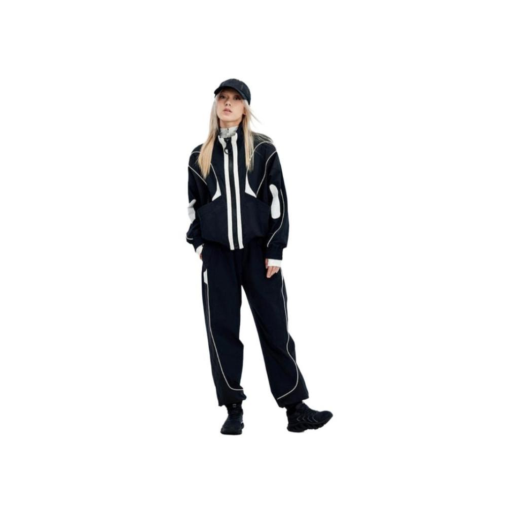 Li Ning Reignite Series Color Block Reflective Loose Knit Sports Pants Women Bottoms Black AYKU146-1