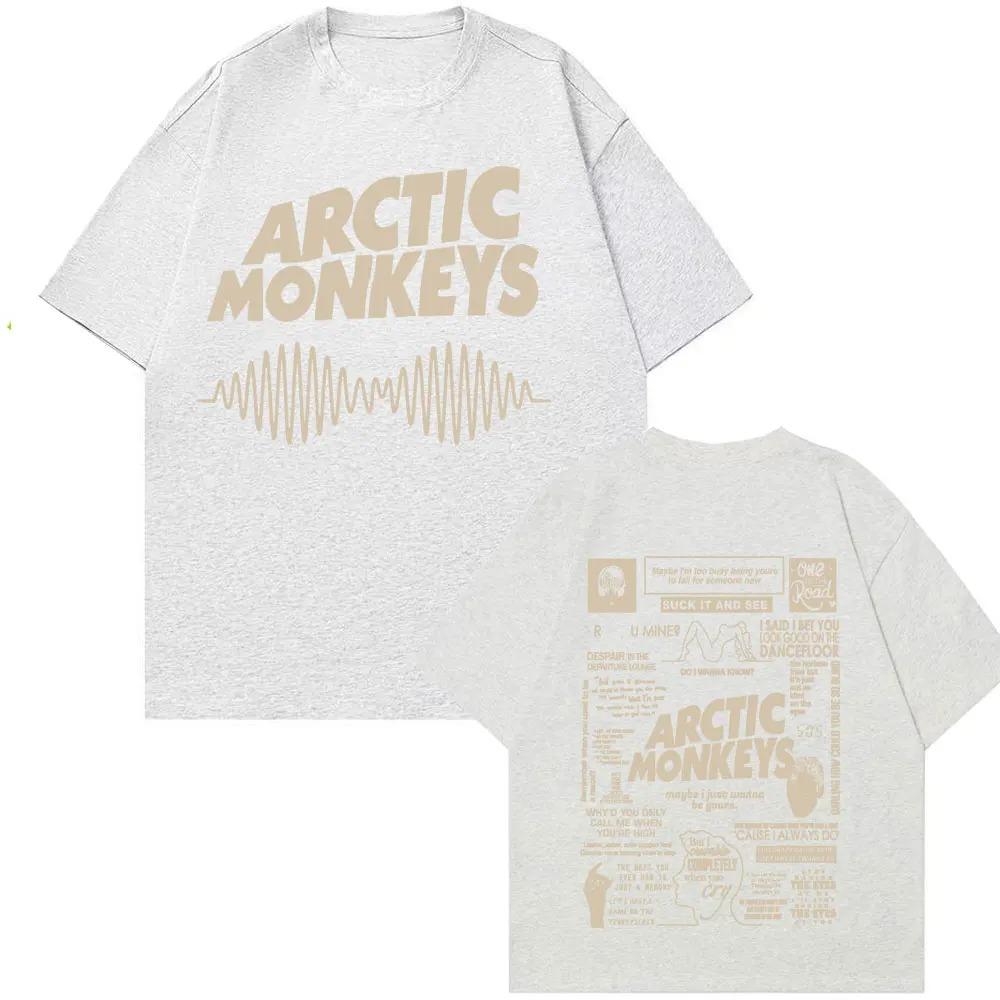 T-shirt Oversize con Testi e Forma d'onda degli Arctic Monkeys, Maglietta Streetwear Unisex Band Indie Rock, Top Casual a Manica Corta 100% Cotone