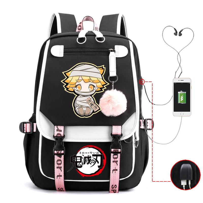 Ghost Annihilation Blade Grade 3-6 Junior High School Student High School Student School Bag Strap USB Multifunctional Backpack