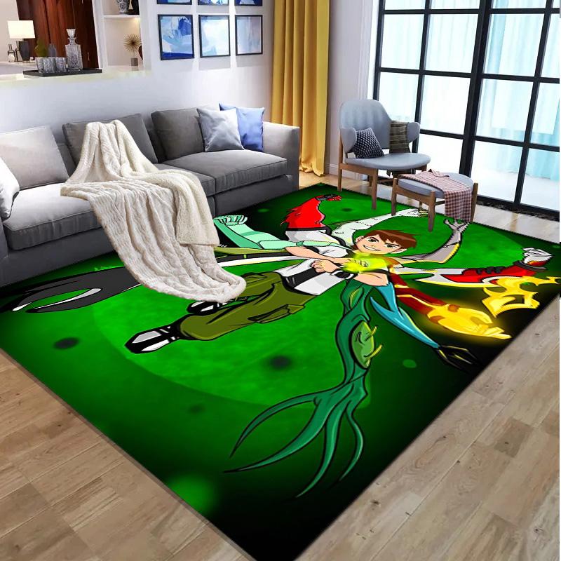 Ben 10 Cartoon Pattern Rug, Indoor/Outdoor Mat, for Picnic, Gameroom, Bedroom, Office, Living Room, Home Decor Carpet, Birthday Gift