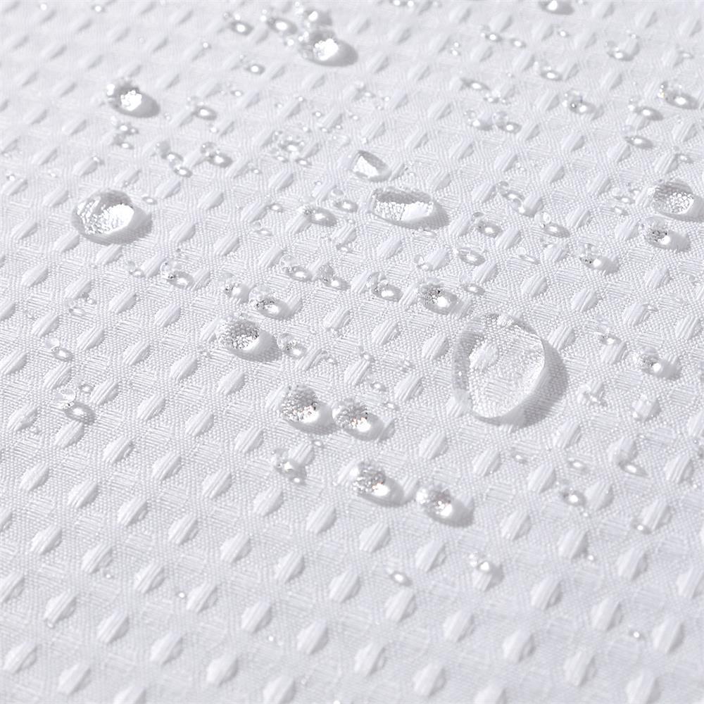 Solid Color Polka Dot Double Layer Waterproof Waffle Weave Shower Curtain with Large Built-in Rings
