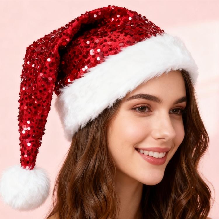 Thermals Christmas Party Hats Glitter Embellished Hats With Thickened Fabric For Men Women Kids Winter Wear