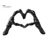 Dark Romantic Bedroom Decor Skeleton Hand Heart Gesture Resin Figurine, Halloween Figurine for Desk, Gothic Love Symbol Ornament Shelf Tabletop