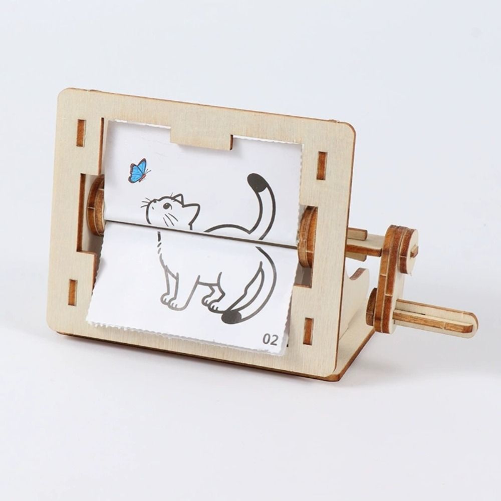 Wooden Science Experiment Toy Assembly Science Handmade Craft Hand Cranked Animation Birthday Gift