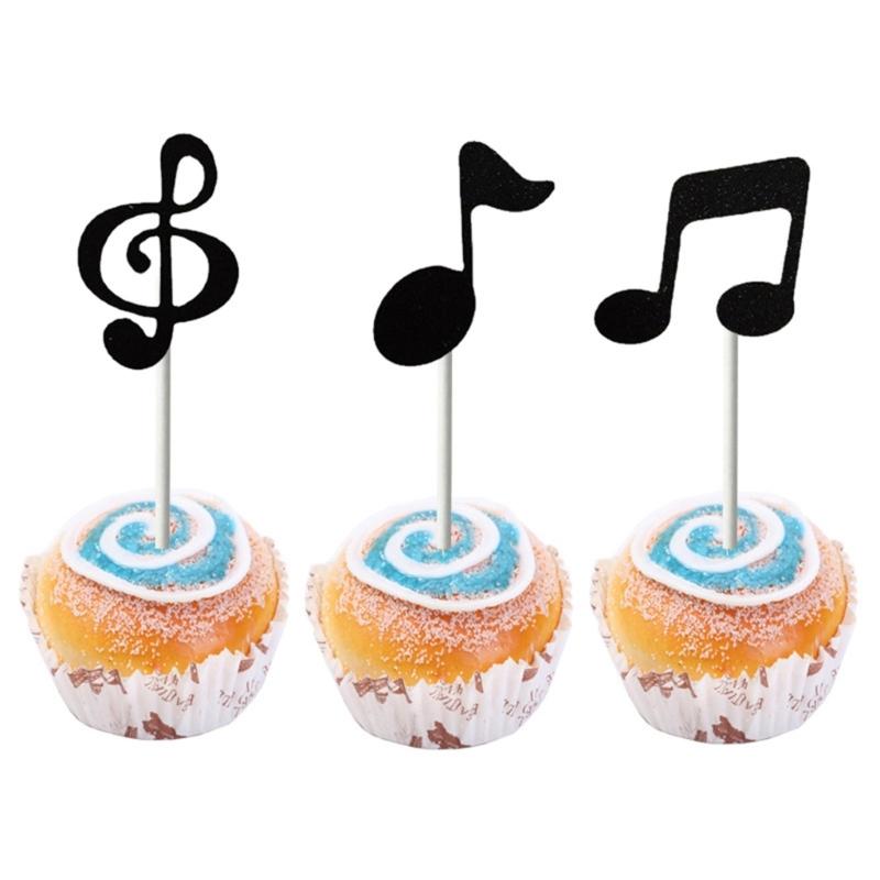 Single Unit Musical Note Cake Insert Decorations Recyclable Music Symbol Shape Cupcake Accessory Party Supplies