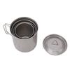 4PCS Camping Mug Portable Stainless Steel Coffee Cup with Foldable Handle and Lid for Backpacking