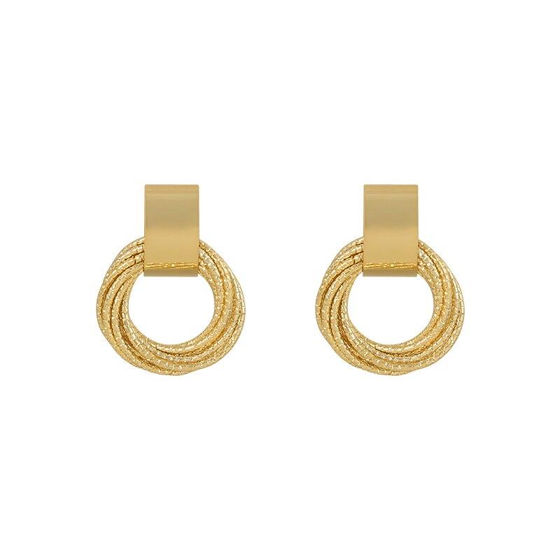 Retro Metallic Gold Colour Multiple Small Circle Pendant Earrings Jewelry Fashion Wedding Party Unusual Earrings For Woman YSL