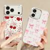 Bowknots Cherry Pattern Case For iPhone 17 Pro Max Plating Lens Frame Clear Soft Cover For iPhone 16 15 14 13 Pro Max 11 16E 17E