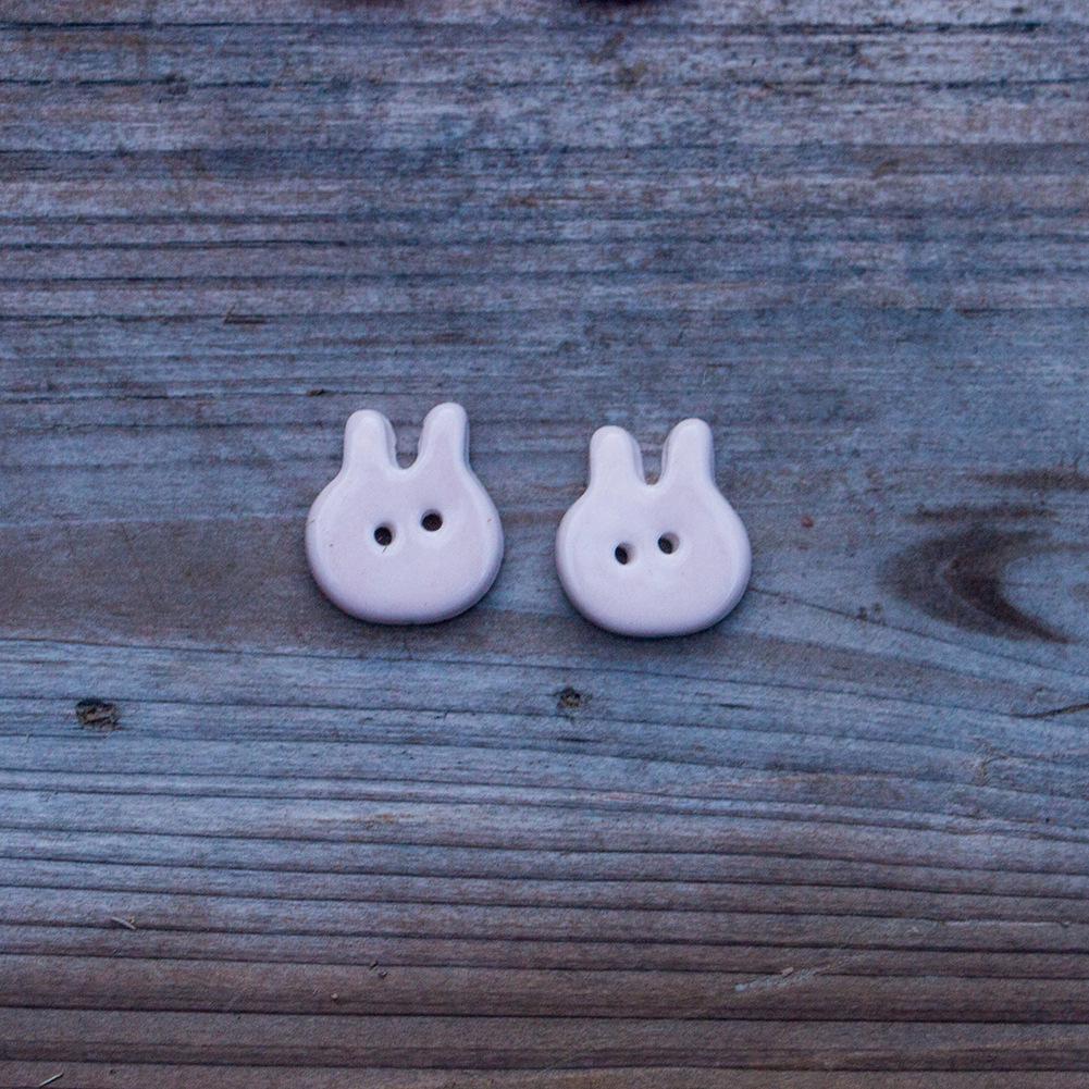 Blue & White Rabbit Ceramic Buttons - Handmade Chinese Style Clothing Accessories