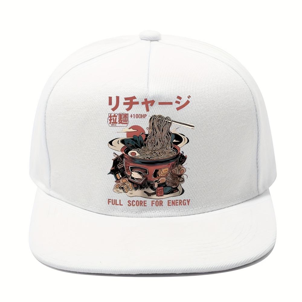 

Ramen Recharge Graphic Baseball Cap Unisex Polyester Streetwear Hip Hop Adjustable Snapback Hat One Size