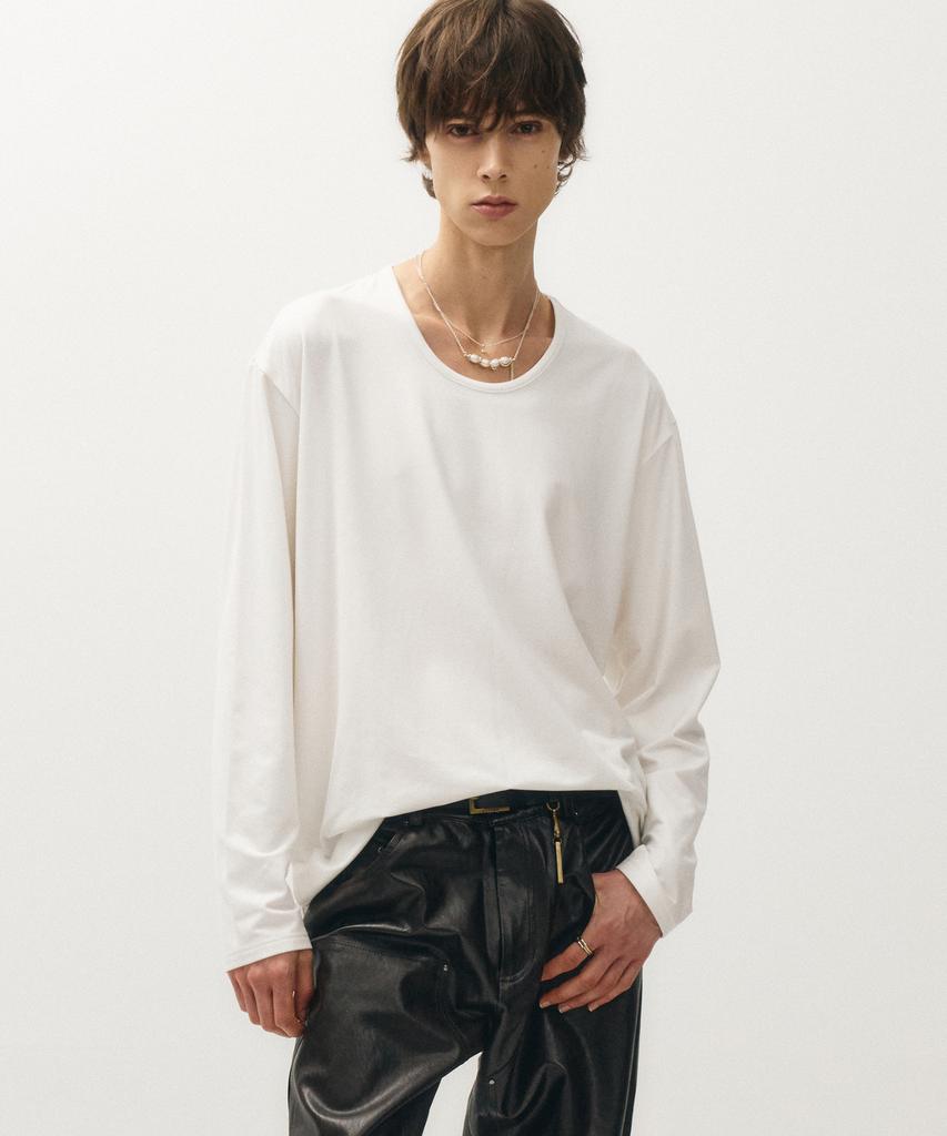 NOIRER Brushed U-Neck T-Shirt (White)