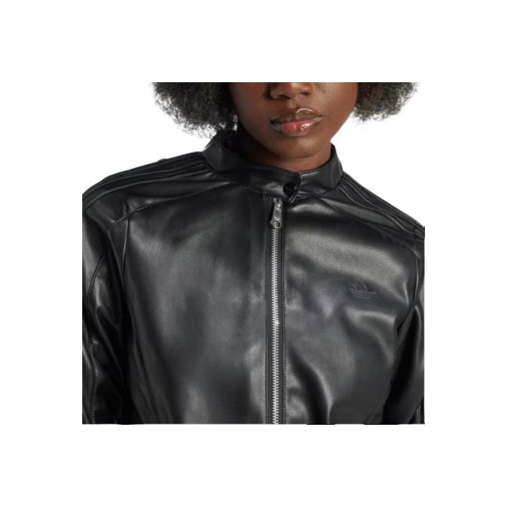 adidas Originals Adibreak Premium Pleather Track Top Fashion Casual Sports Slim Jacket Women Jackets Black IW3428