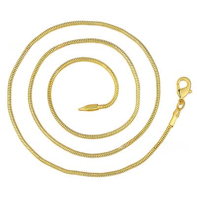 Women's and Men's Necklace 16-30 Inch 2MM Snake Bone Copper Plated Gold Round Snake Chain Jewelry Jewelry