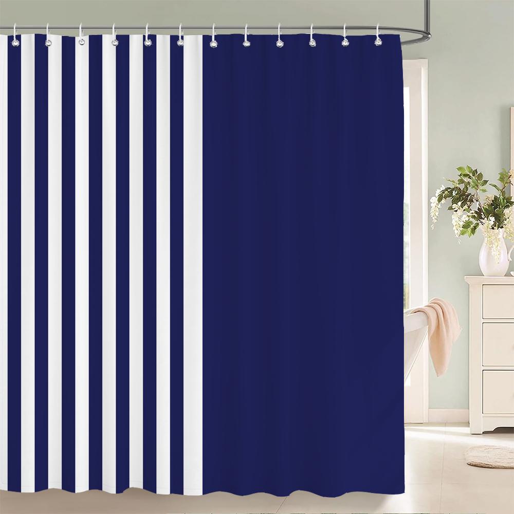 

Waterproof Shower Curtains Geometric Stripes Bathroom Curtains With Hooks 3D Printing Decoration Large Size 240X180 Bath Screen W60H190(CM)-1 Pcs