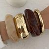 Ingemark 4 Styles Hip Hop Irregular Resin Plastic Bangles for Women Punk Irregular Metal Spring Bracelets Grunge Jewelry Gift