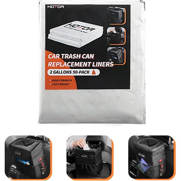 HOTOR Car Trash Bags, Liner Refills (50-Pack), (Trash Can Is Not Included)