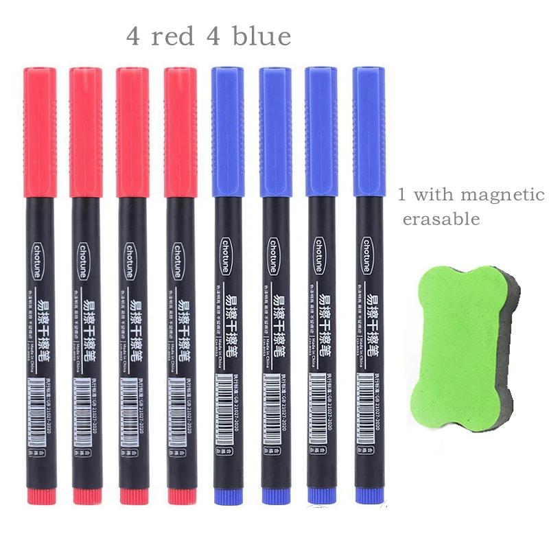 8 buc Marker Whiteboard Șters 0.5mm Vârf Fin Cerneală Neagră/Albastră/Roșie Marker Tablă Școală Birou Artă Scris Papetărie