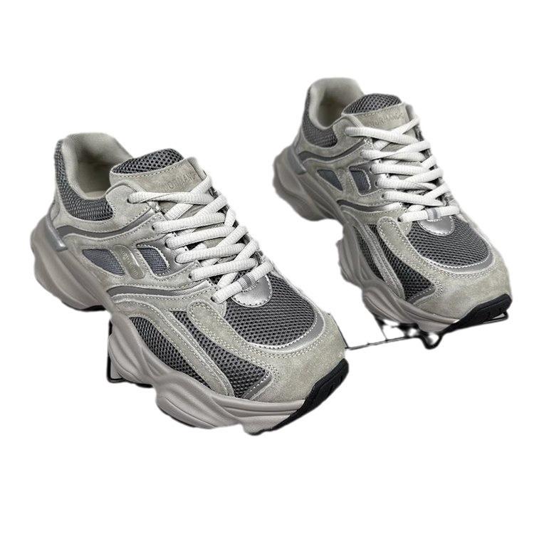 [Armano] Leather Daddy Shoes Women's 2025 Spring Platform Mesh Breathable Running Casual Sneakers Women's Versatile