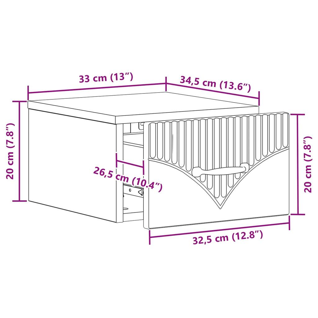 Wall Mounted Nightstand 2 pcs Concrete Grey 34.5 x 33 x 20 cm