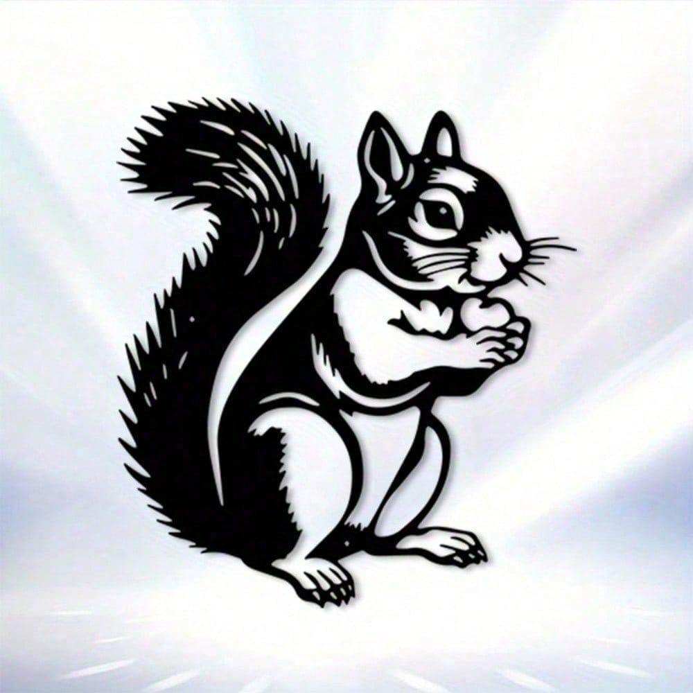 Vintage Iron Squirrel Wall Art Rust Resistant Metal Decor for Garden Patio Wildlife Gift