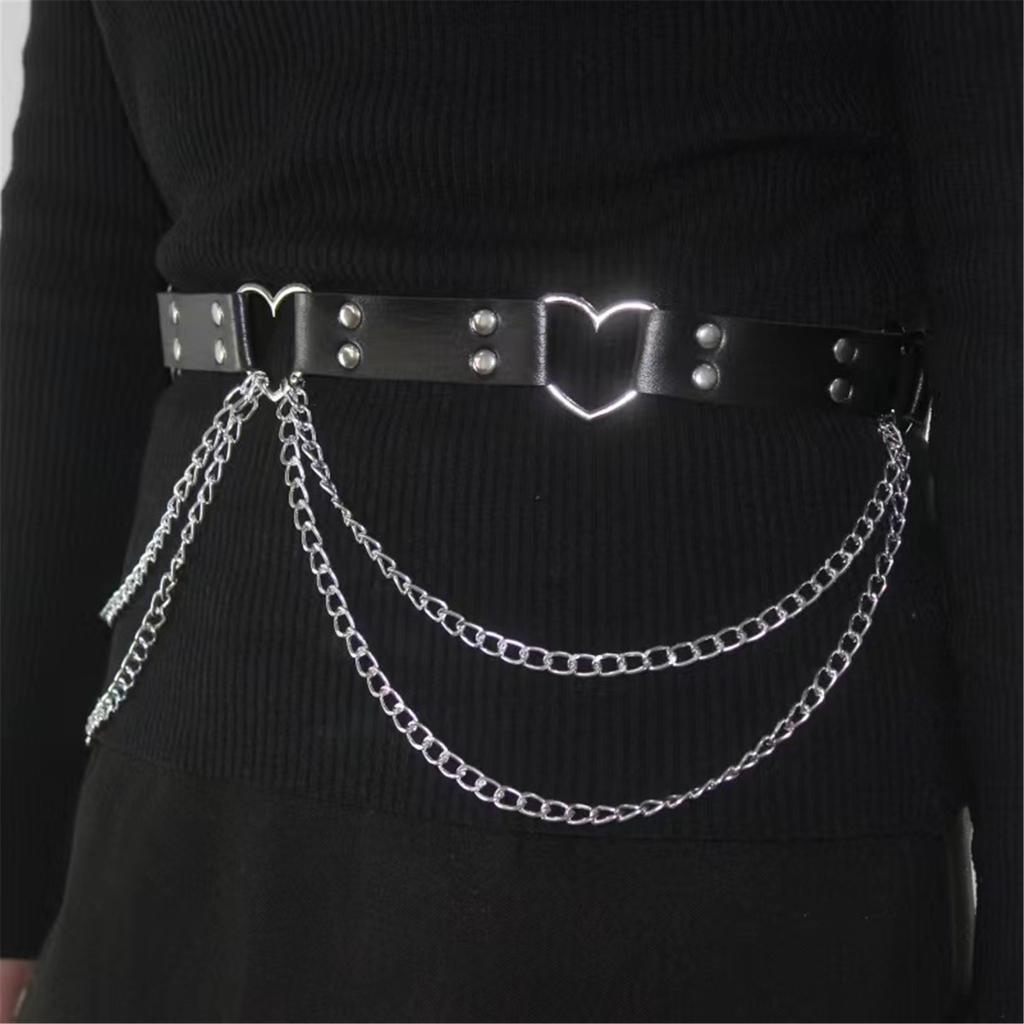 Y2K Punk Body Chain for Dress Stage Dancing for Women Girls Studded Belt Hot Girl Belt Studded Heart