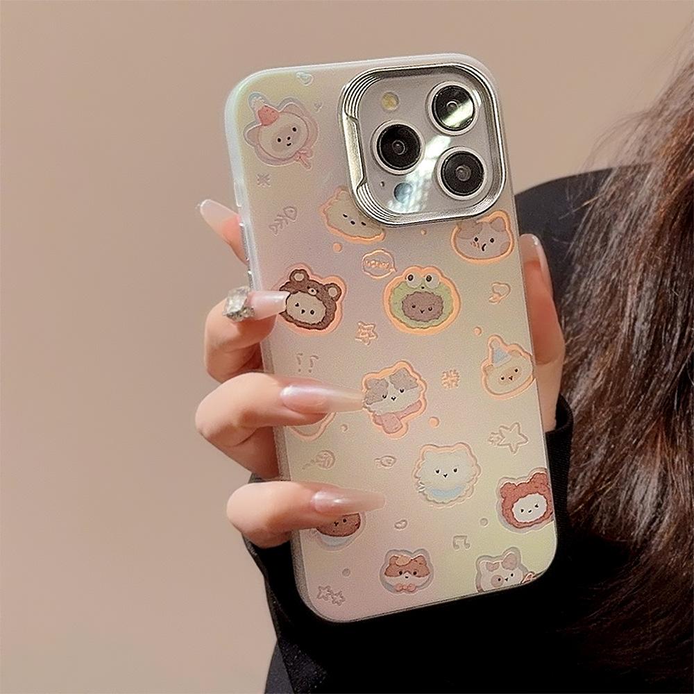 Hollow Laser Kitten Iphone15 Suitable for 14Promax Mobile Phone Case 12 Apple 13 Cartoon 16 Anti Fall Hard