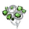 Light Luxury Design Natural Diopside Ring, High-End S925 Sterling Silver Inlaid Natural Colored Treasure Ring
