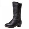 Middle Boots Winter Women's Korean Style Low Heel Solid Color Fleece Warm Plus Size Outdoor Anti Skid Boots