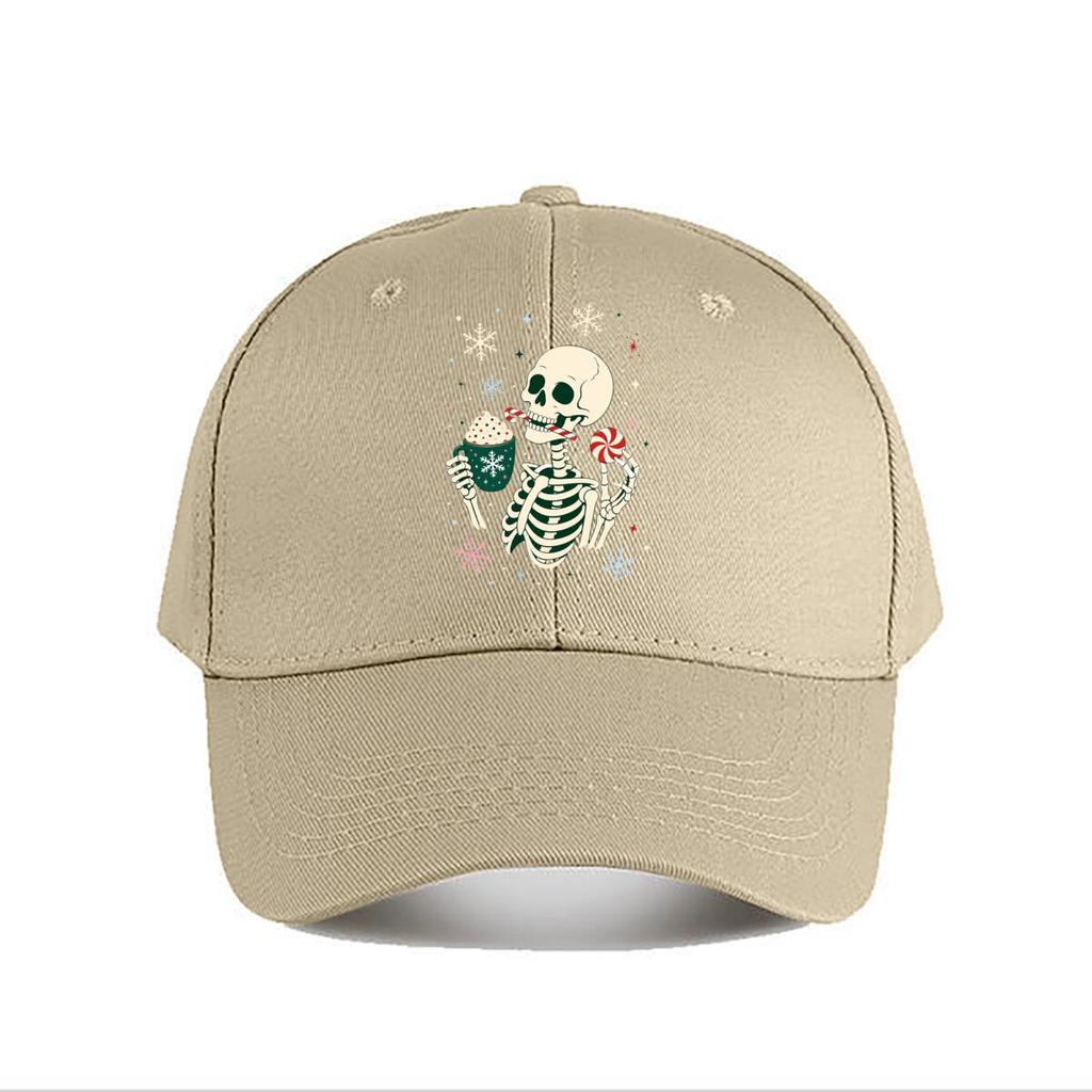 Festive Skeleton Winter Treat Graphi Baseball Cap Fashion Outdoor Sports Sunhat Unisex Snapback Cap Womens