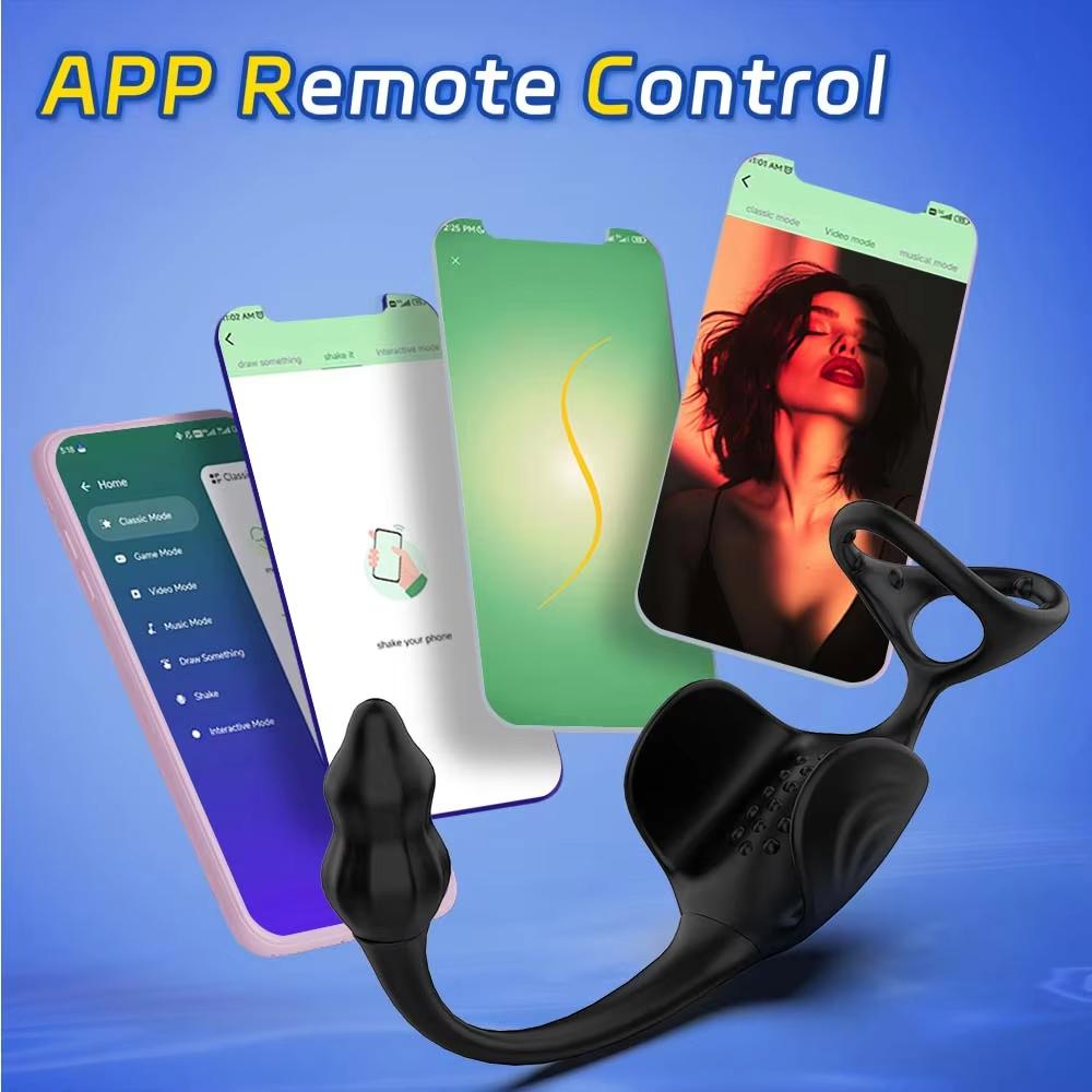 APP Control Anal Vibrator Penis Rings Fo Men Testicle Prostate Massage Stimulate Butt Plug Male Cock Ring Adult Sex Toys