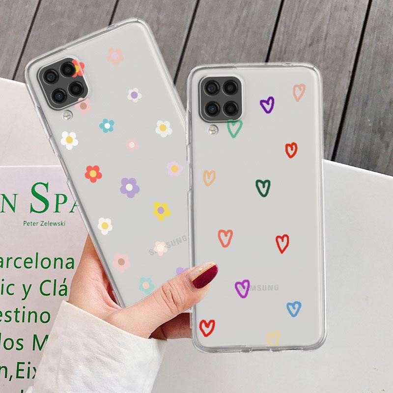 Transparente Hülle für Samsung Galaxy A52 A12 A51 A32 A21s A71 A32 A22 50 A70 A31 A72 5G Luxus Weiche Handyhülle Liebesherz Coque Capa