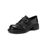 Height Increase Brock Engraved Women's Genuine Leather Velvet Small Leather Shoes Old Money Style Retro Versatile Single Shoes