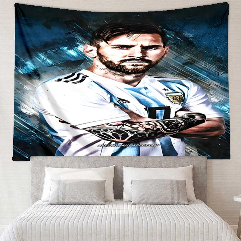 Lionel Messi With World Cup Trophy Tapestry Hanging for Bedroom,Livingroom, Playroom,Decor Art Room Wall Tapestry Holiday and Birthday Gifts