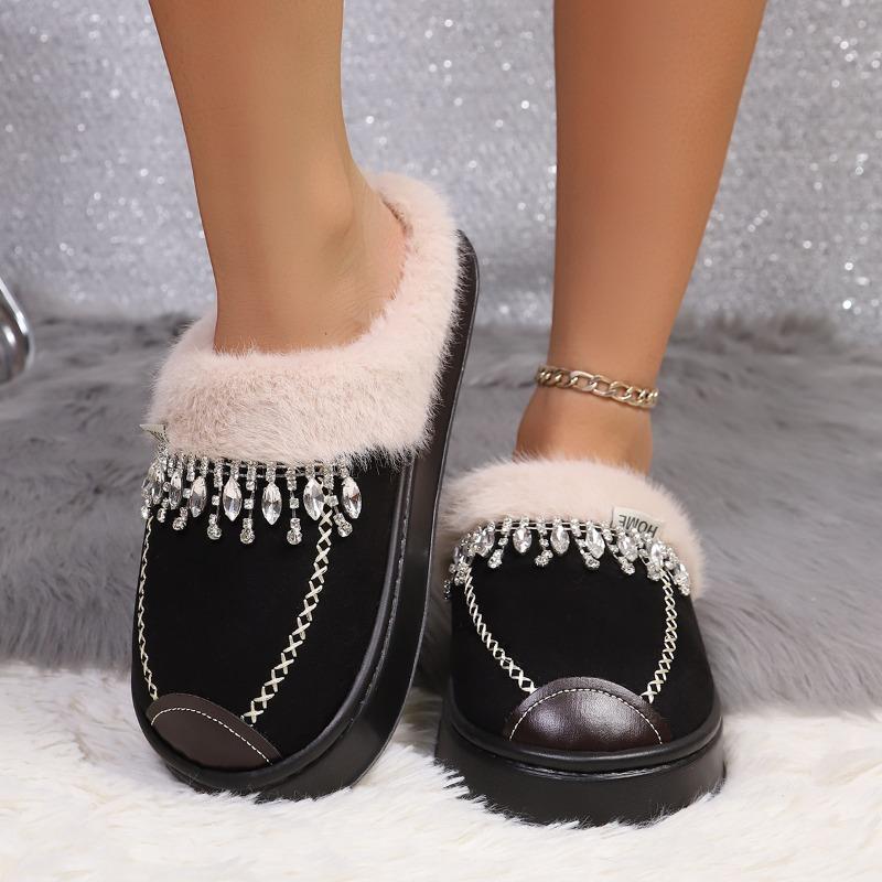 Fashion Cotton Drag Outside Wear Winter Warm Slippers Women Soft Sole Non-slip Home Cotton Shoes